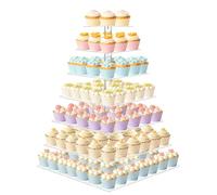 weddingwish Cupcake Stand, 7 Tier Square Cupcake Stand for 160 Cupcakes, Acrylic Cupcake Tower Stand, Large Cupcake Display Stands, Tiered Cupcake Holder Stand for Birthday, Party, Baby Shower