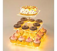Weddingwish Pastry Stand 3 Tier Acrylic Cupcake Display Stand Cake Stand Dessert Stand Cupcake holder Pastry serving platter Candy Bar Party Décor Wedding Birthday Holidays，Christmas