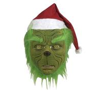 wedfcvrt Grin-ch Mask Costume with Green Fur, Movable Mouth, Realistic Big Monster, Removable Hat EVA Mask for Adults