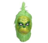 Wedfcvrt The Grinch Costume Mask With Green Furry Movable Mouth - Role Play Party Funny Cosplay Props - Realistic Big Monster EVA Mask for Adult
