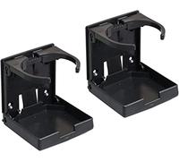 WedFeir 2PCS Adjustable Folding Drink Holder with Screws and Tapes, Folding Automotive Cup Holders for Car Truck Boat Van. (Black)
