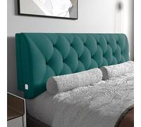 Wedge Bed Upholstered Headboard Large Bedside Backrest with Side Pocket | Daybed Bunk Bed Tatami Cushion,Lumbar Support Pillowboard,Solid Color Zipper Fleece Bolster,Green1,Straps 47"/Full