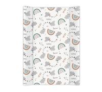 Wedge Changing Mat, Baby Changing Mat, Anti Roll Waterproof Raised Edges Comfortable Cushioned 70 x 50 x 10cm Wipe Clean Material (One Size, Rainbow Cloud Print)