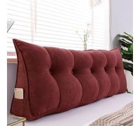 Wedge Cushion Headboard BedHeight Of 50cm,Support Cushion For Reading ,Cushion Bed Backrest, Back CushionFor Bed Couch Reading Cushion, Book Cushion Lumbar Cushion (Size:180*50*20cm,Color:Claret)