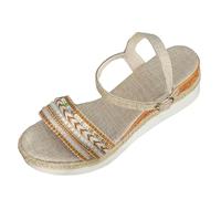 Wedge Espadrilles For Women Straw Woven Wedge Heel Platform Sandals Simple And Comfortable Summer Fashion With Closure (Brown, 6)