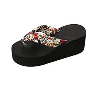 Wedge EVA Flip Flop for Women Diamond Rhinestone Jeweled Black Platform Wedge Bling Sandals Walking Thong Slippers