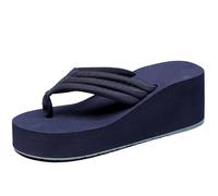 Wedge EVA Flip Flop for Women Diamond Rhinestone Jeweled Black Platform Wedge Bling Sandals Walking Thong Slippers