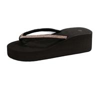 Wedge EVA Flip Flop for Women Diamond Rhinestone Jeweled Black Platform Wedge Bling Sandals Walking Thong Slippers