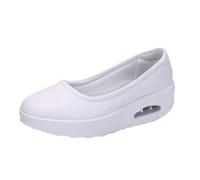 Wedge for Women Comfort, Comfortable Slip-On Plus Size Soft Bottom Non-Slip Duty Leather Nursing Shoes, Wedge Shoes Breathable Non Slip Orthopedic Loafers, for Hospital, Doctors(White,5.5 UK)