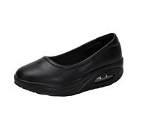 Wedge for Women Comfort, Comfortable Slip-On Plus Size Soft Bottom Non-Slip Duty Leather Nursing Shoes, Wedge Shoes Breathable Non Slip Orthopedic Loafers, for Hospital, Doctors(Black,6.5 UK)