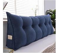 Wedge Headboard Pillow + Bed Wedge Pillow for Resting and Reading, Super Soft Triangular Headboard, Long Rest Reading Pillow Sit Back on Bed Positioning Support (Color : Dark Navy Blue, Size