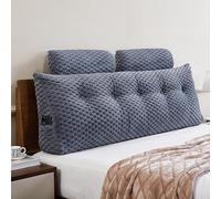 Wedge Headboard Pillow Queen- Bed Wedge Pillow for Headboard Triangular Headboard Pillow with Neck Roll Pillow-Large Bolster for Sitting in Bed Backrest Positioning Support (Grey,59x8x20 Inches)