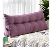 Wedge Headboard Pillows Triangular Bed Pillow Bedside Cushion Triangle Pillow for Single, Double, King Size Bed Headboards Bedroom Tatami Bolster Pillow with Removable Cover(60x50x20cm,Purple)