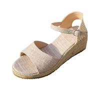 Wedge Heel Sandals Arch Support Orthopedic Rope Weaving High Heeled Shoes Slope Female One Strap Style Slope Female Sandals Brown Size 7 Flat For Women Size 4 (White 4.5)
