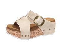 Wedge Heel Sandals Women's Summer Platform Sandals Summer Women's Casual Sandals Open Toe Beach Sandals Large Size Outdoor Sandals Belt Buckle Barefoot Sandals Slip-On Mules, White, 8.5 UK