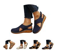 Wedge Heel Sandals Women's Summer Sandals Closed Sports Sandals Slingback Beach Shoes Orthopaedic Wedge Sandals Lightweight Breathable Hiking Sandals Comfortable Trekking Sandals, navy, 9 UK