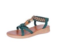 Wedge heel sandals women's summer trendy women's sandals for leisure. Open toe in boho style with wedge heel. Perfect for summer days. An indispensable addition to your shoe collection., Green, 5 UK