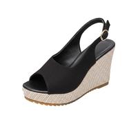 Wedge Heel Shoes Summer Women's Platform Fish Mouth One-Piece Lightweight Water Sole Versatile Slip Sandals Comfortable Summer Shoes Elegant Casual Shoes for Holidays Beach and Everyday Use, 02 black