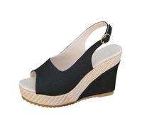 Wedge Heel Shoes Summer Women's Platform Fish Mouth One-Piece Lightweight Water Sole Versatile Slip Sandals Comfortable Summer Shoes Elegant Casual Shoes for Holidays Beach and Everyday Use, 01 black