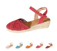Wedge Heel Shoes Women's Closed Espadrilles Elegant Lace Fabric | Platform Sandals, Slingback Wedges Pumps Comfortable Summer Shoes, Lightweight Breathable Beach Sandals For Holiday Everyday