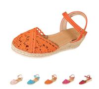 Wedge Heel Shoes Women's Closed Espadrilles Elegant Lace Fabric | Platform Sandals, Slingback Wedges Pumps Comfortable Summer Shoes, Lightweight Breathable Beach Sandals For Holiday Everyday