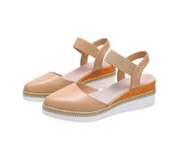 Wedge Heel Shoes Women's Elegant Espadrilles Closed Slingback Pumps Shoes Pointed Tapered Platform Sandals, Soft Leather Office Shoes Breathable Comfortable Summer Shoes for Parties Office Daily Life