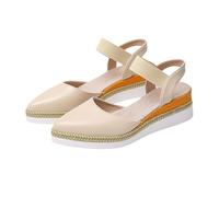 Wedge Heel Shoes Women's Elegant Espadrilles Closed Slingback Pumps Shoes Pointed Tapered Platform Sandals, Soft Leather Office Shoes Breathable Comfortable Summer Shoes for Parties Office Daily Life
