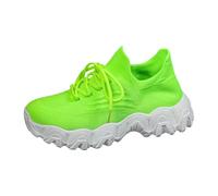 Wedge Heel Trainers Women's Men's Running Shoes Breathable Chunky Unisex Trainers Lightweight Walking Shoes Air Cushion Hiking Shoes Casual Fitness Shoes Soft Sole Orthopaedic Lace-Up Shoes, Mint