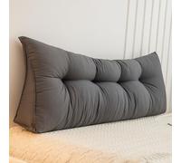 Wedge Pillow Double Single Bed Headboard Pillow Back Support Cushion Soft Washed Cotton Upholstered Reading Pillows, Headboard Cushion for Bed Sofa Tatami, Lumbar Back Rest Bolster(200x50x15cm,Gray1)