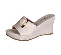 Wedge Platform Sandals Arch Support and Cushion Insole hock-Absorbing Classic Slippers Rubber Non-slip Sole for All-Day Wearability Footwear Summer Glamour Fashion Forward (White, 3.5)