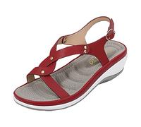 Wedge Platform Sandals Beach Ladies Wide Fit Women's New Heel Solid Round Head Beach Sandals Ladies White Size 5 Size 40 (Red 4.5)