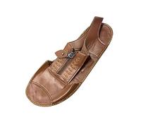 Wedge Platform Sandals Women's Arch Support Slope Heel Women's Sandals Summer Thick Head Fashion Double Womens White 4 Ladies Shoes Size 7 (Coffee 6.5)