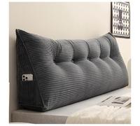 Wedge Reading Pillow Headboard, Headboard Bolster Pillow for Bed, Triangular Backrest Cushion with Removable Corduroy Cover, Dark Grey,dark gray,150cmx50cmx20cm