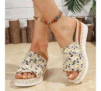 Wedge Sandals for Women,2025 New Women's Orthopedic Wedge Sandals,Multicolor Platform Espadrille Sandals,Woven High Heels Open Toe Espadrilles Wedges Boho Casual Comfortable Slip on Slide Sandals