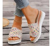 Wedge Sandals for Women,2025 New Women's Orthopedic Wedge Sandals,Multicolor Platform Espadrille Sandals,Woven High Heels Open Toe Espadrilles Wedges Boho Casual Comfortable Slip on Slide Sandals