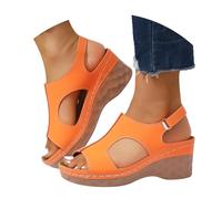 Wedge Sandals For Women Ankle Strap,Casual Sandals For Women,Summer Open Toe Sandal With Adjustable Hook And Loop Strap Slides,Casual Solid Colour Slides,Slingback Comfortable Slide,City Walk
