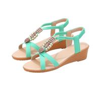 Wedge Sandals For Women Bohemian Slip-On Sandals Wide Fit Open Toe Sandal Crossover Strappy Platform Sandal Summer Beach Shoes Casual Holiday Shoes Comfort Roman Shoe Plain Walking Shoe Size 3.5-6.5