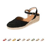 Wedge Sandals For Women Causal,Platform Espadrilles Women Closed Toe Breathable Floral Woven Upper Slides Lightweight Non Slip Slingbacks With Adjustable Buckle Comfy Plantar Summer Footwear