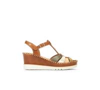 Wedge sandals for women in leather Pikolinos Aguadulce Marron 42