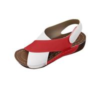 Wedge Sandals for Women,Ladies Open Toe Wedge Heel Flat Thick-Soled Sandals Wide Fit Pavers Beach Shoes Casual Soft-Soled Slippers Summer Outdoor Washable Non Slip Slides Size 3.5-7.5