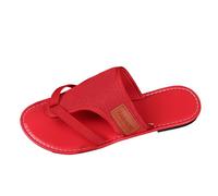 Wedge Sandals for Women Ladies Slippers Summer New Large Size Hollow Simple Clip Toe Flat Bottom Casual Wide Fit (Red, 5.5)