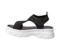 Wedge Sandals for Women Ladies Summer Flyweaving Mesh Thick Bottom Hollow Out Open Toe Lightweight Large Size Sport Sandals (Black, 4)
