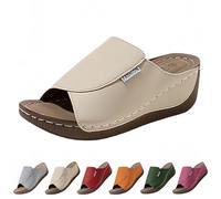 Wedge Sandals for Women Orthopedic Sandals Arch Support Ladies Open Toe Wide Fit Walking Sandals Women's Diabetes Sandals for Plantar Fasciitis Slip On Sandals Summer Beach Sliders Casual Shoes Khaki