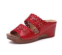 Wedge Sandals for Women Orthopedic Sandals with Arch Support Wide Fit Walking Sandals Slip On Mule Sandals Ladies Sandals for Plantar Fasciitis Cushion Walk Sandals Summer Shoes Wedge Sliders