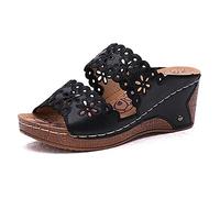 Wedge Sandals for Women Orthopedic Sandals with Arch Support Wide Fit Walking Sandals Slip On Mule Sandals Ladies Sandals for Plantar Fasciitis Cushion Walk Sandals Summer Shoes Wedge Sliders