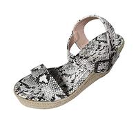 Wedge Sandals For Women Size 4 Platform Wide Fit Weaving Toe Buckle Slope Open Heel Summer Size Sandals Women Belt Large Women's Red Flat For 3 (White 4)