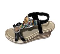 Wedge Sandals For Women Size 5 - Orthopedic Sandals For Women With Arch Support Bohemian Sandal Casual Retro Summer Shoes Platform Plantar Fasciitis Walking Shoes Daily House Vacation Beach Sandal