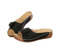 Wedge Sandals for Women Slip On Wide Fitting Non-slip Walking Slippers Casual Flower Open Toe Arch Support Beach Mules Indoor Outdoor Slides Orthopedic Plantar Fasciitis Platform Shoes Summer