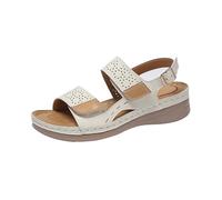 Wedge Sandals for Women Summer Shoes Uk Comfortable Dress Flat Open Toe Single Strap Casual Walking (White, 4)