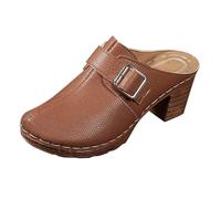 Wedge Sandals For Women UK 2026 Mule Sandals Chunky Heel Sandal Summer Beach Sandal Vacation Platform Slipper Closed Toe Slip On Slipper Waterproof Casual Shoe Faux Leather Comfort Shoe Outdoor